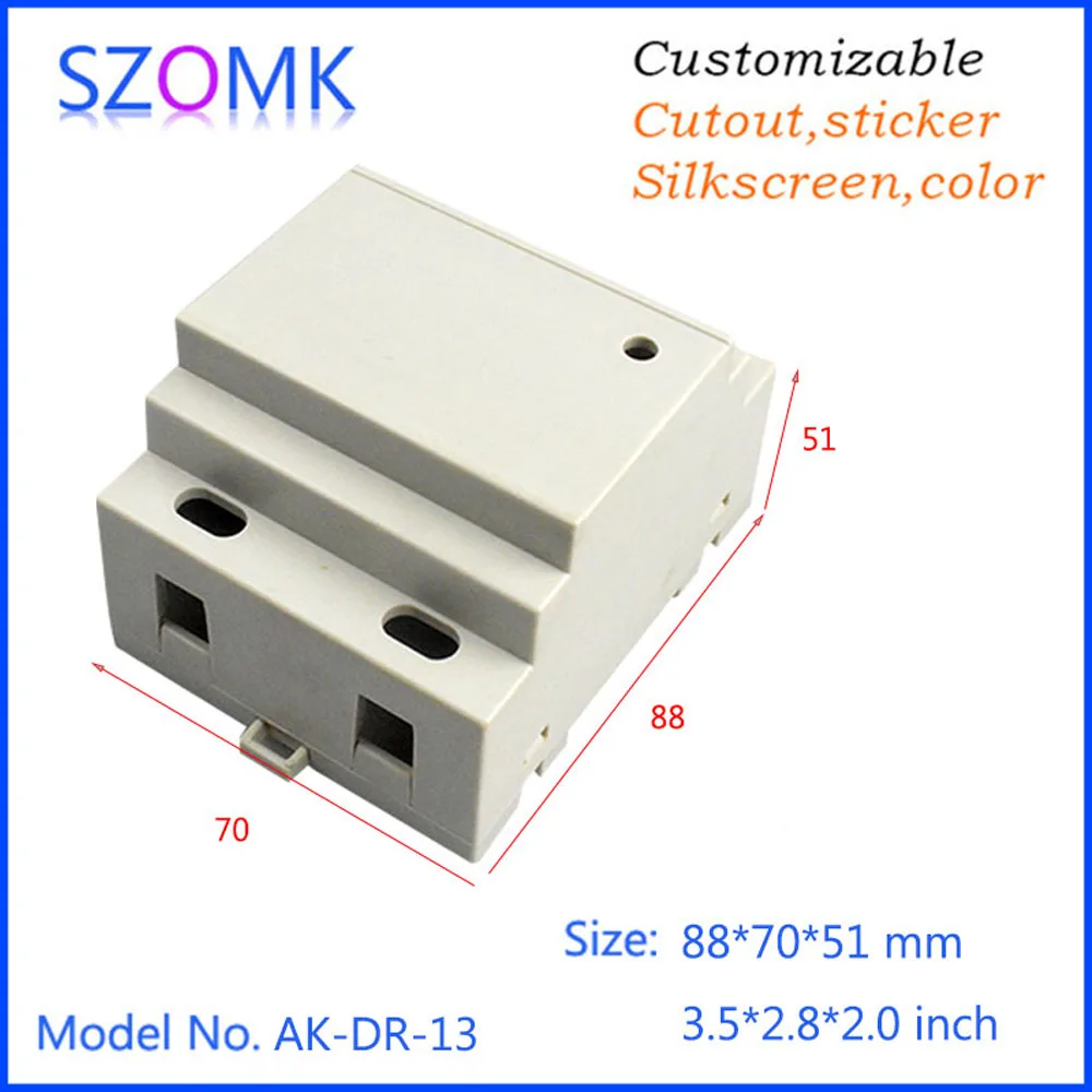 wall mount plastic enclosure control box  (1Pcs) 88*70*51mm szomk project box electronic case plastic din rail enclossure