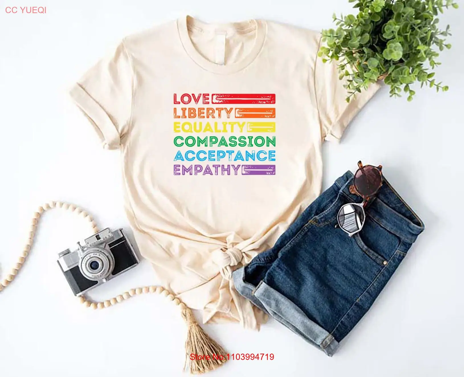 Equal Rights T Shirt Love Liberty Equality Human Social Justice Kindness Pride Rainbow Inspirational