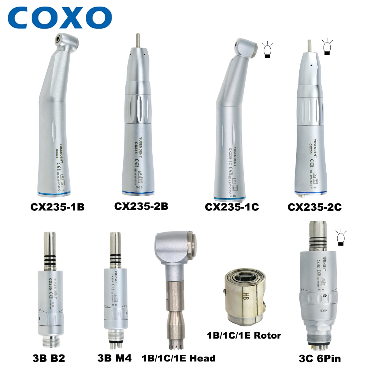 Coxo Tandheelkundige Led Glasvezel Lage Snelheid Handpiece Reductie/Verhoging Verhouding Endodontische Contra Hoek Handstuk E Type Fit Kavo Nsk