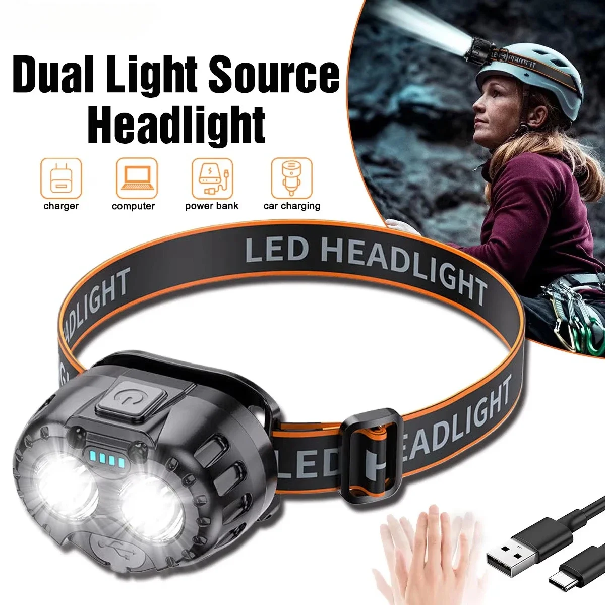 Motion Sensor Rechargeable Headlight Flashlight LED Ultra Bright Headlights Fishing Headlamp Led Forehead Head Lamp Flashlighs