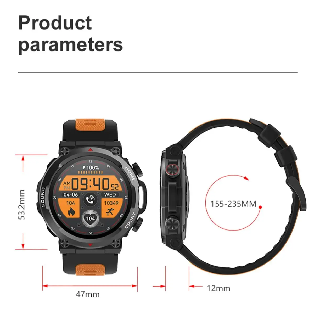 Outdoor Sports Military Smart Watch Bluetooth Calling Voice Assistant Heart Rate Blood Pressure Monitoring Fitness Smartwatch