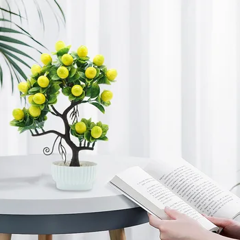 Kunststoff Obstbaum mit Topf Obst Orange Topfpflanzen langlebig kleine lebendige und lebenslange Schaum Material Tischs imulation Dekor