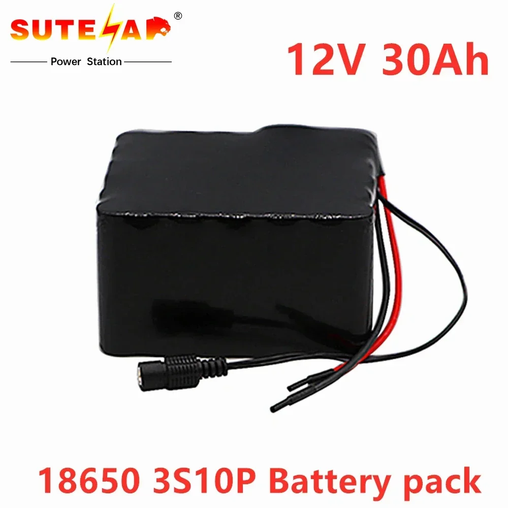 

Aleaivy 12V 30Ah 3S10P 11.1V 12.6V Lithium Battery Pack for Inverter Xenon Lamp Solar Street Light Sightseeing Car Etc + charger