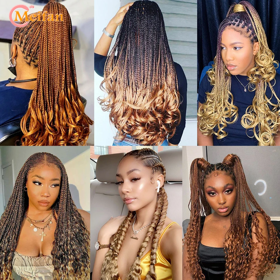 MEIFAN Synthetic Loose Wave Braiding Hair Extensions Spiral Curls Crochet Hair Pre Stretched French Curls Ombre Braids Hair For