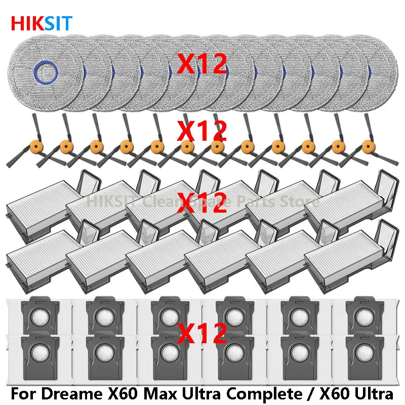 Fit For (Dreame X60 Max Ultra Complete / X60 Ultra / X60 Master) Cleaner Parts Side Brush Mop HEPA Filter Dust Bag Accessories view 2