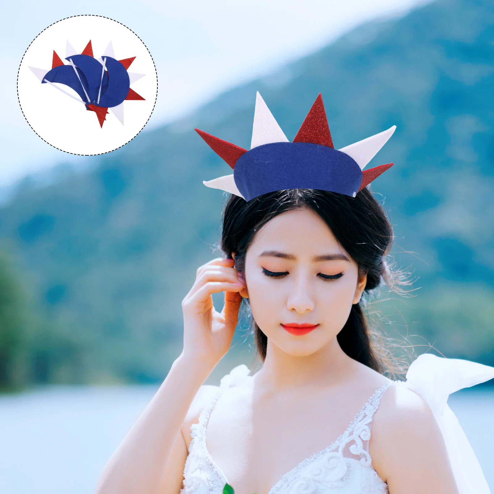 

3pcs Statue Of Liberty Headband Us Theme Party Hat For Independence Day 4Th Of July Costume Accessories Lightweight Goddess Hair