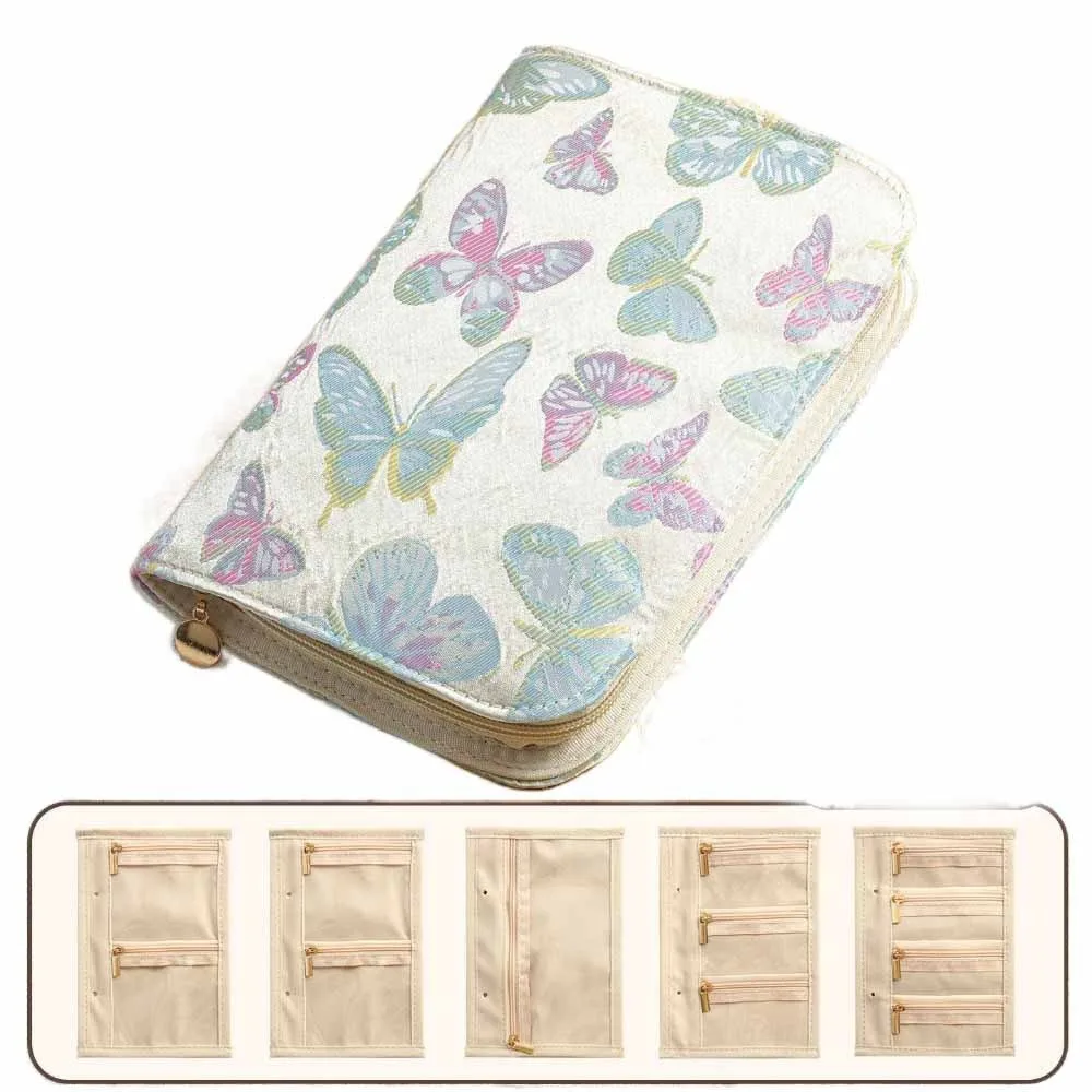 Flower Pattern Jewelry Storage Bag Anti-oxidation with Zipper Jewelry Organizer Multi-layer Space Saving