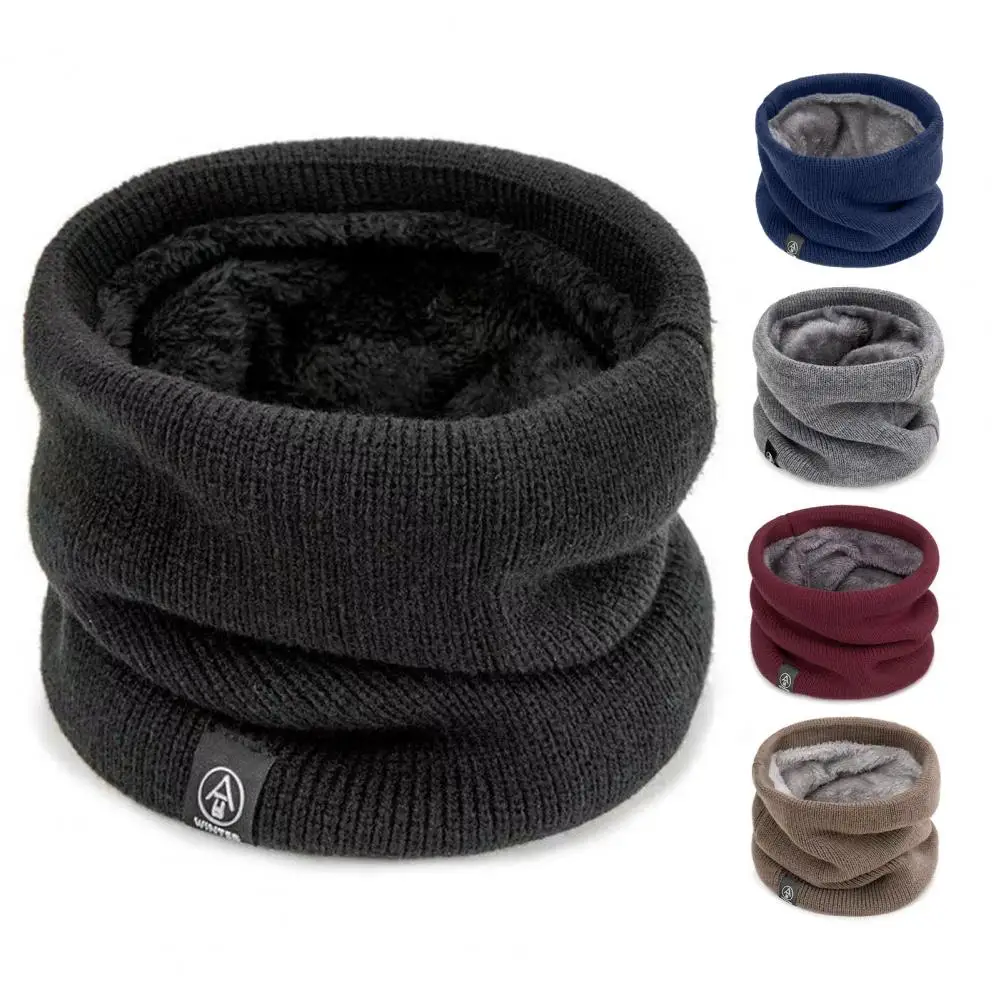 

2025 Knitted Neck Warmer Fall Winter Windproof Thick Plush Lining Warm Cold Weather Neckerchief Cycling Neck Protector Scarf