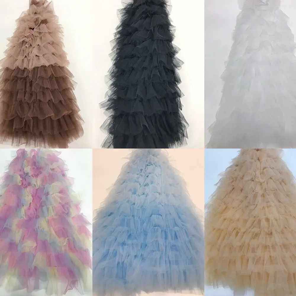 Hem Cuffs 1 Yard Mesh Lace Accessories 12cm Wide Multicolor Puff Mesh Dress Puffy Texture Mesh Material Wedding Accessories