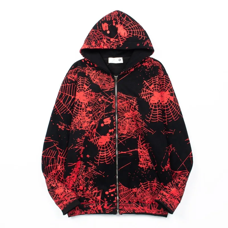 

Men's High Street Graffiti Hip Hop Hoodies Fashion Streetwear Painted Sweatshirt Printed Hooded Tops For Male Cardigan Hoody