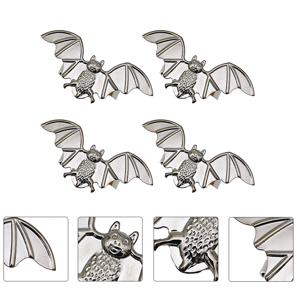 

4Pcs Black Bat Napkin Rings Halloween Dinning Decors Creative Practical Decorations for Party Halloween Decorations