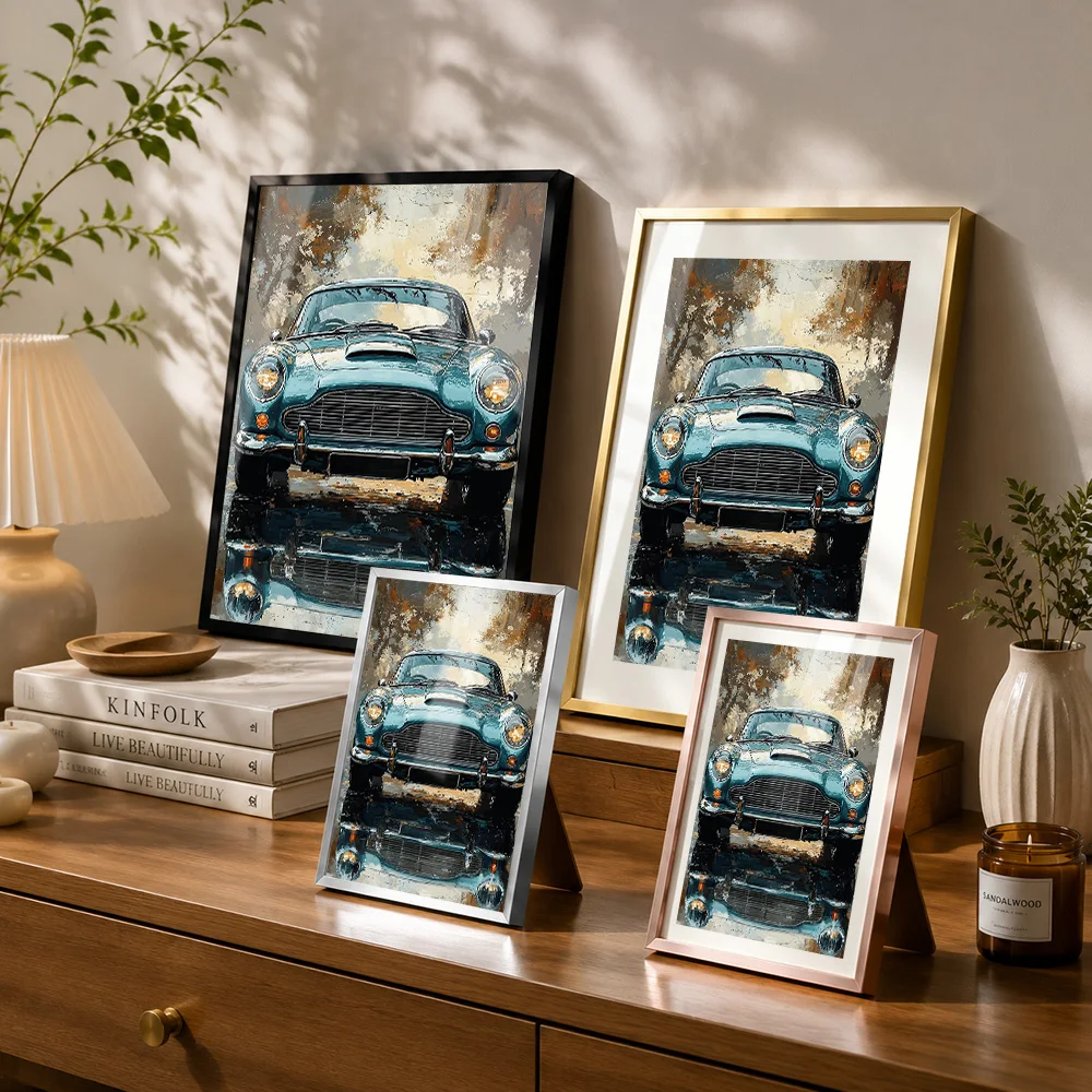 Classic Car Reflection Framed Metal Poster Personalized Photo Warm Heritage Style Wall Art For Home Office Ideal Birthday Gift view 3