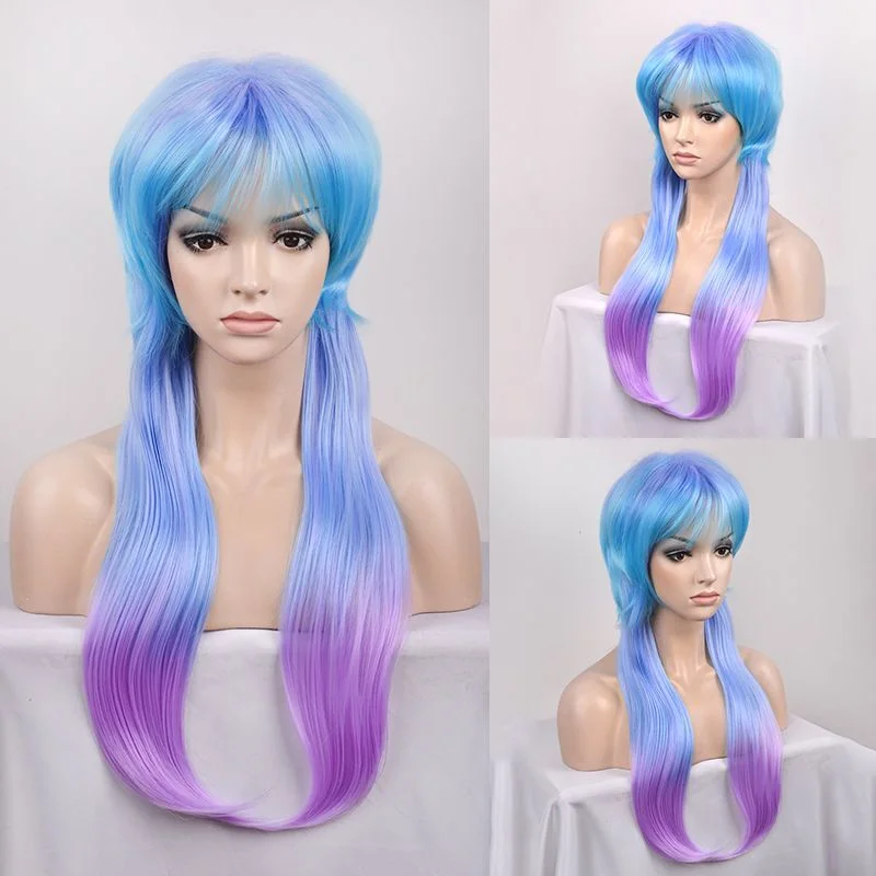 

Женский парик Синий Фиолетовый Парик Женские синтетические прямые длинные парики + шапочка для парика