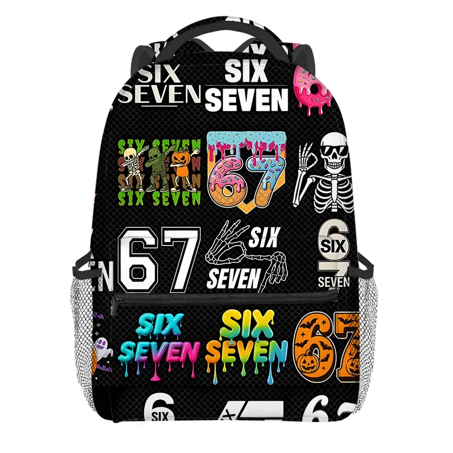 Classic Popular Funny 67 six seven student Bookbag Notebook Backpacks 3D Print Oxford Waterproof Boys/Girls Travel Backpacks