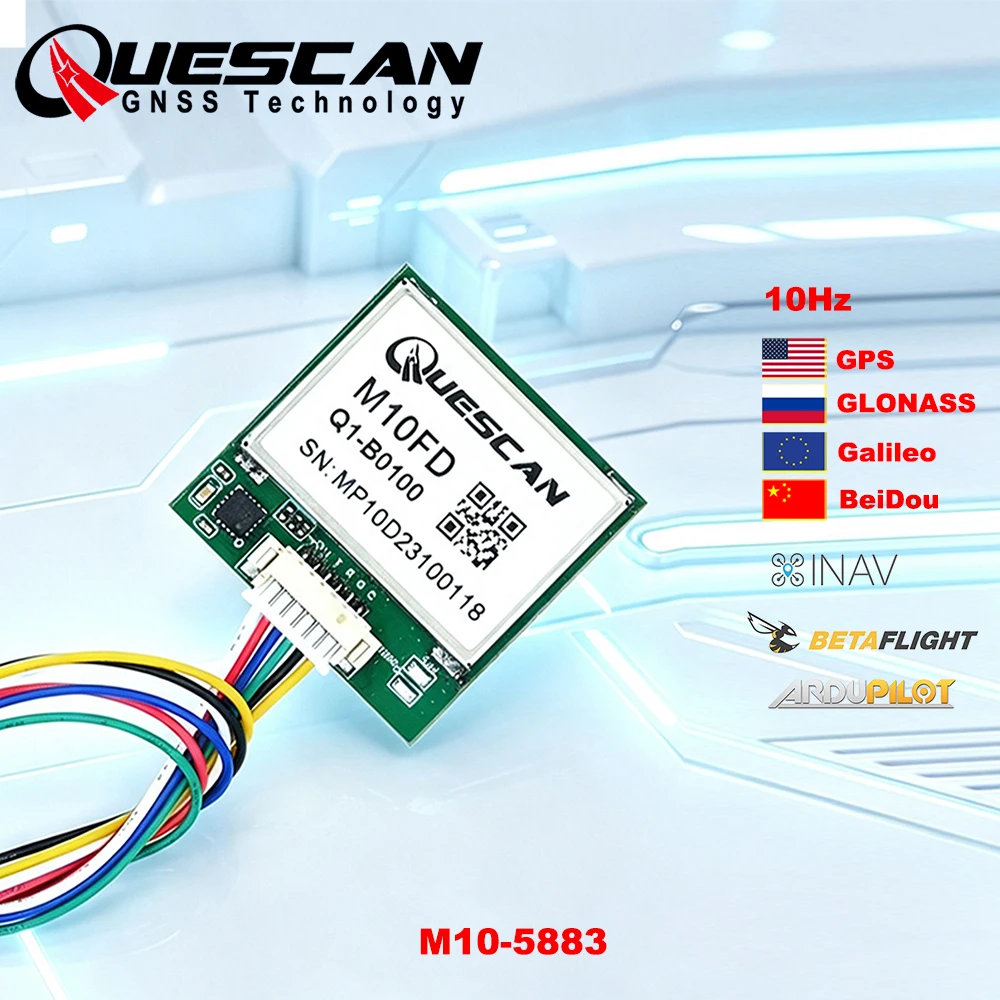 QUESCAN M10FD 10Hz UBX M10 GPS GNSS Modul mit Kompass QMC5883L FPV Drohnen-Flugcontroller GPS GLONASS Galileo BeiDou Empfänger