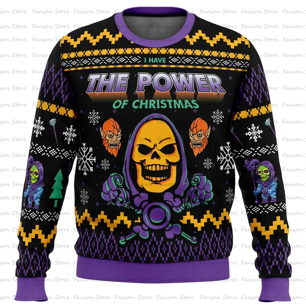 HEYYEYA HE-MAN Ugly Christmas Sweater Cartoon Anime Women Men Pullover Tops 2025 New Fashion Couple Hoodie Sweatshirt