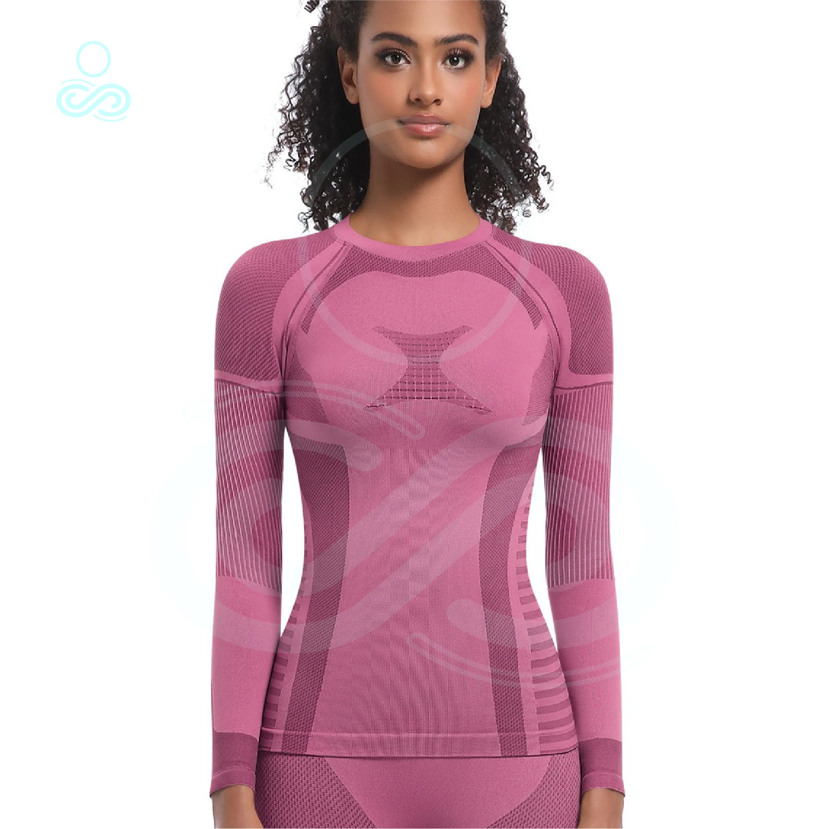 

New Knitted Long Tight High Elasticity Skiing Clothes Long Sleeve Sports Running Fitness Yoga Clothes Warm Winter Top for Women