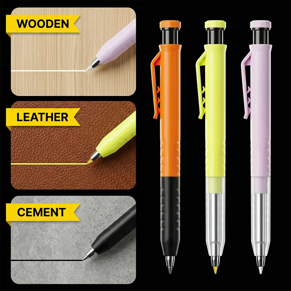 Carpentry Mechanical Pencil Deep Hole Construction Marker Built Sharpener Non Slip Work Pencil Masonry Concrete Marking Tools