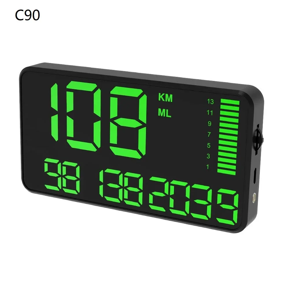 Universal HD GPS HUD Speedometer Odometer Car Digital Speed Display MPH Over Speed Alarm Car Clock for All Vehicles C80 C90