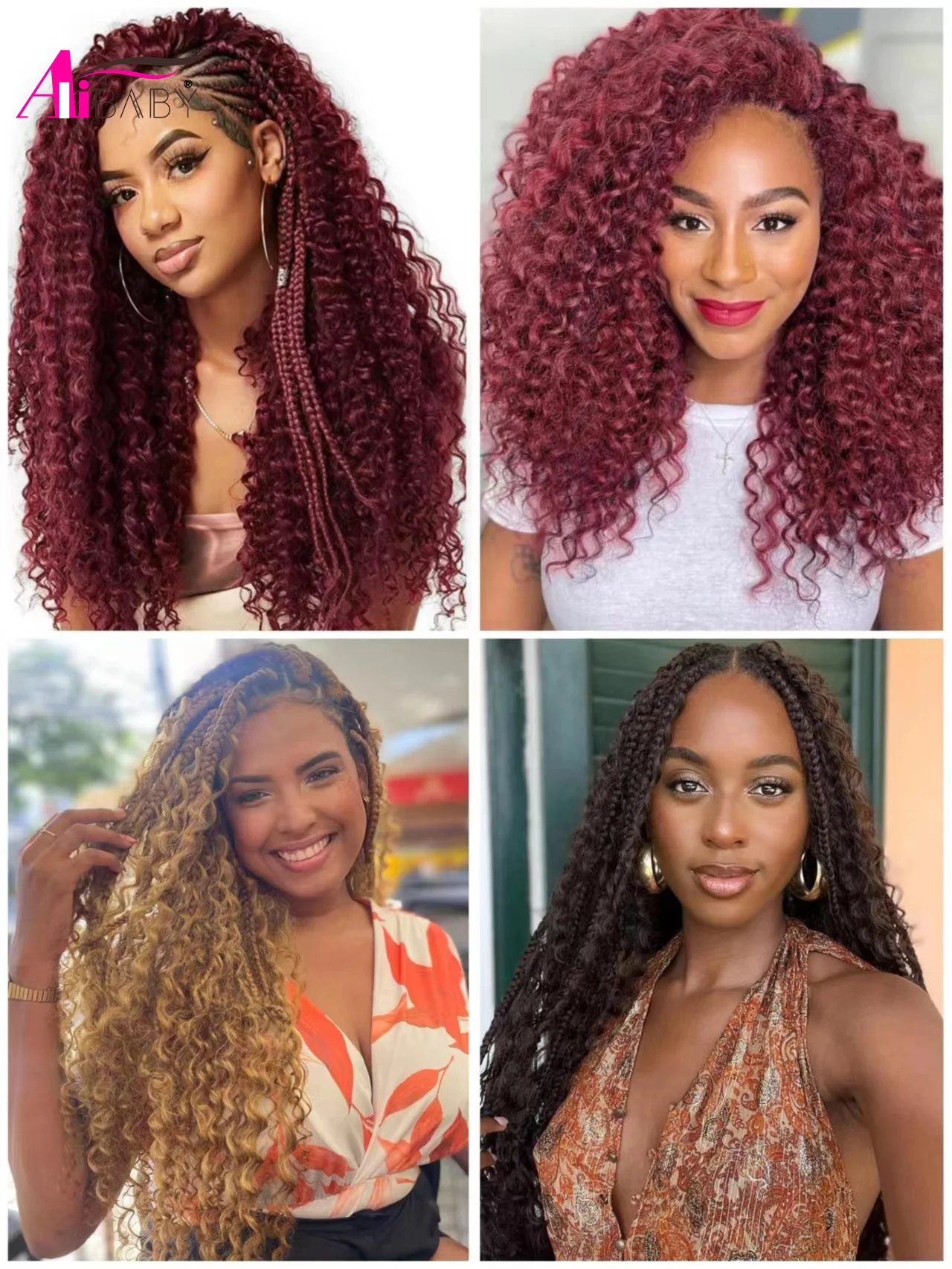 Alibaby Synthetic Summer Deep Twist Crochet Hair 12 24 Inch Deep Wavy Crochet Hair Water Wave Crochet Hair Curly Braiding Hair