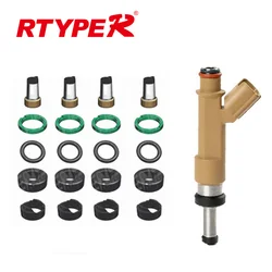 4SET Fuel Injector 23209-39146 23250-0T020 23250-39145 Repair Kits Oring Filter For Toyota 3ZR-FAE Corolla Matrix L4 1.8L 2.0