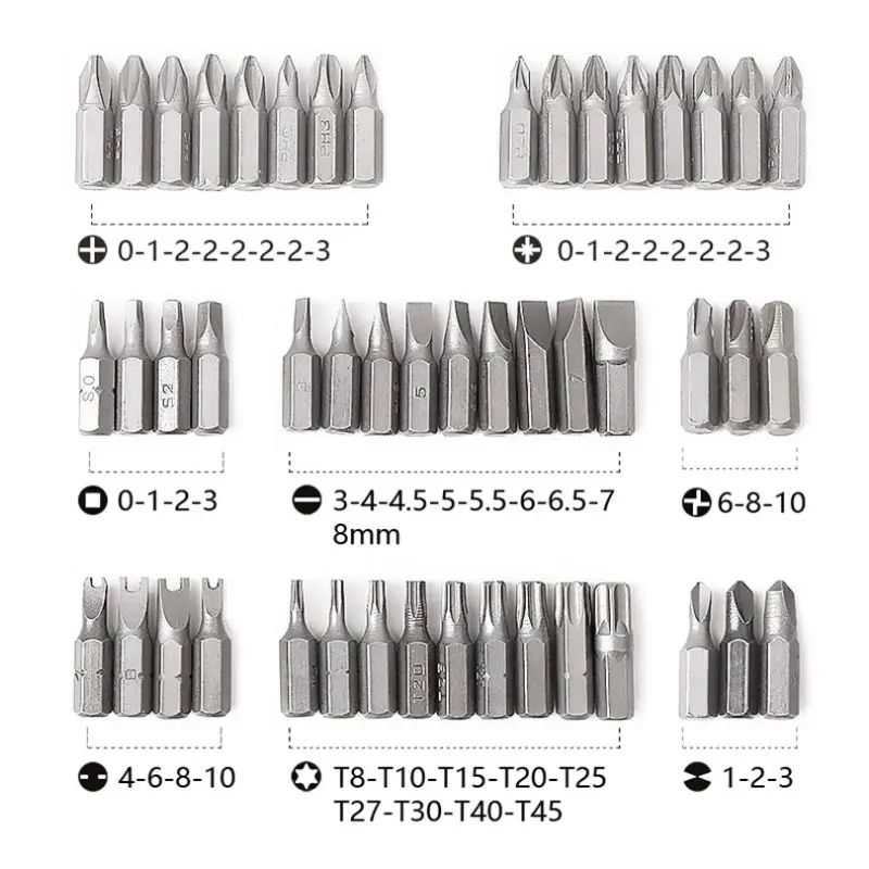 Jeu d'embouts de tournevis en acier CR-V au chrome vanadium, clé hexagonale Phillips, fente Leic-Wing, kit d'outils à main de réparation de voiture, sécurité, 100 pièces/ensemble