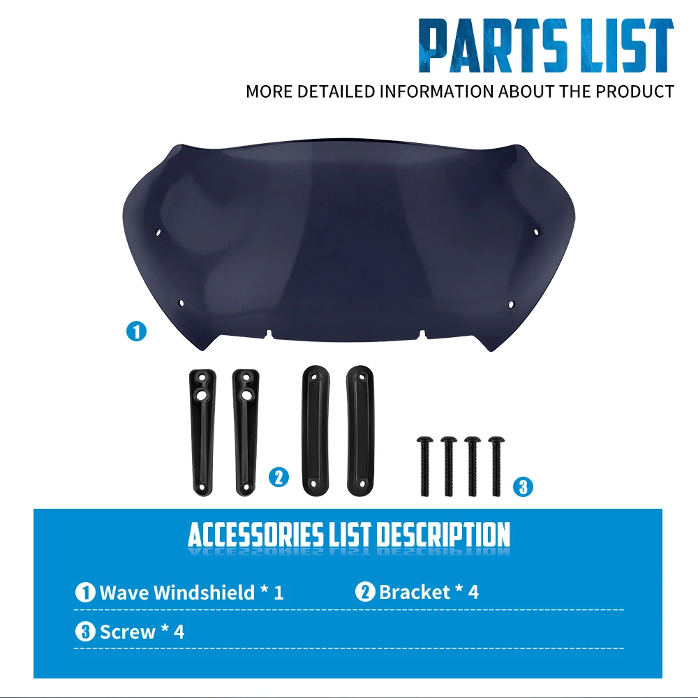 10'' Motorcycle Fairing Deflector Wave Windshield Windscreen For Harley Touring FLTRXSE 23-25 FLTRXSTSE 24-26 FLTRXP FLTRT 2026