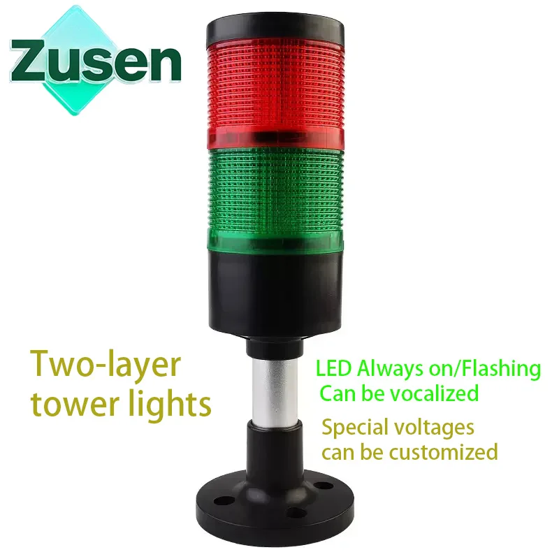 Zusen 70mm TBQ70-2T/W-D(J) 12V 24V 110V 220V Led dwupiętrowy lampa sygnałowa brzęczyk