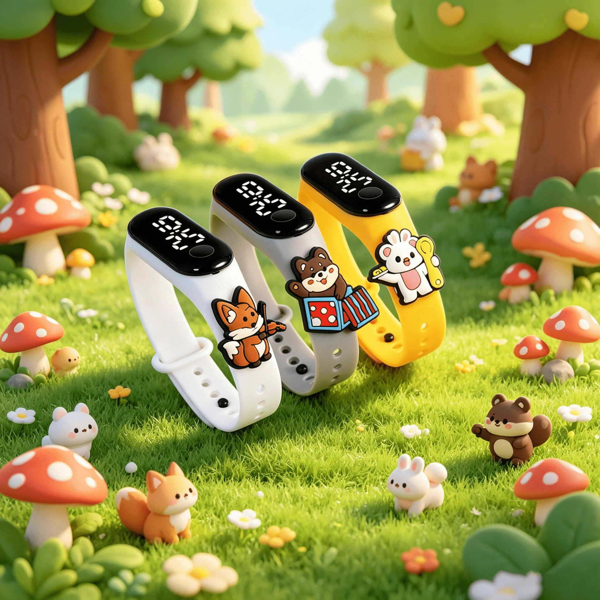 Casual LED Display Wrist Watch, Animal Decor Silicone Band Digital Wristband