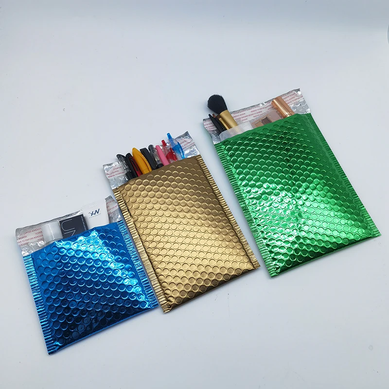 Hysen Bubble Mailers Shipping Bags for Small Businesses Gift Packaging Tearproof Blue/Champagne Gold/Green Aluminized Bubble Bag