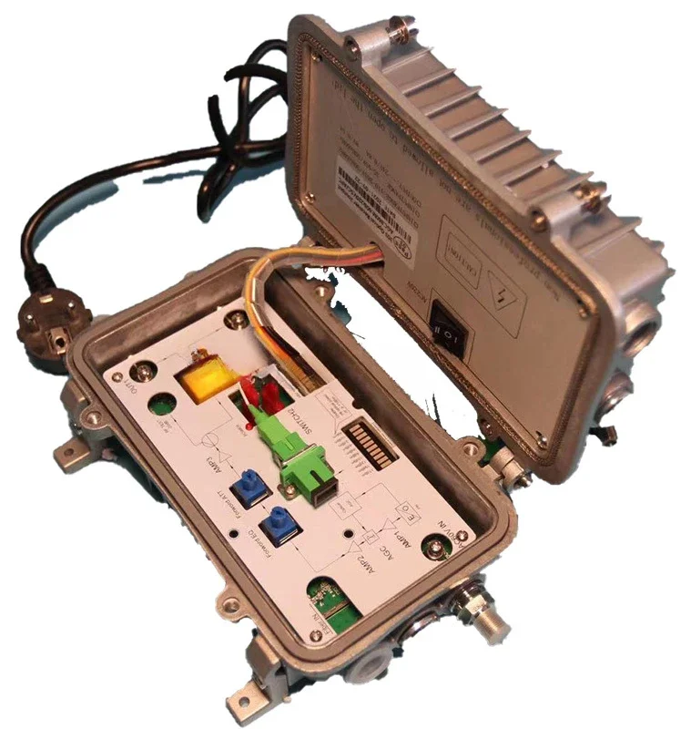 Outdoor Optical Node with High HFC 2 Outputs AGC Ultra-Low -15dbm Cable TV Fiber Optic Node 2-Way SC Connector for FTTH