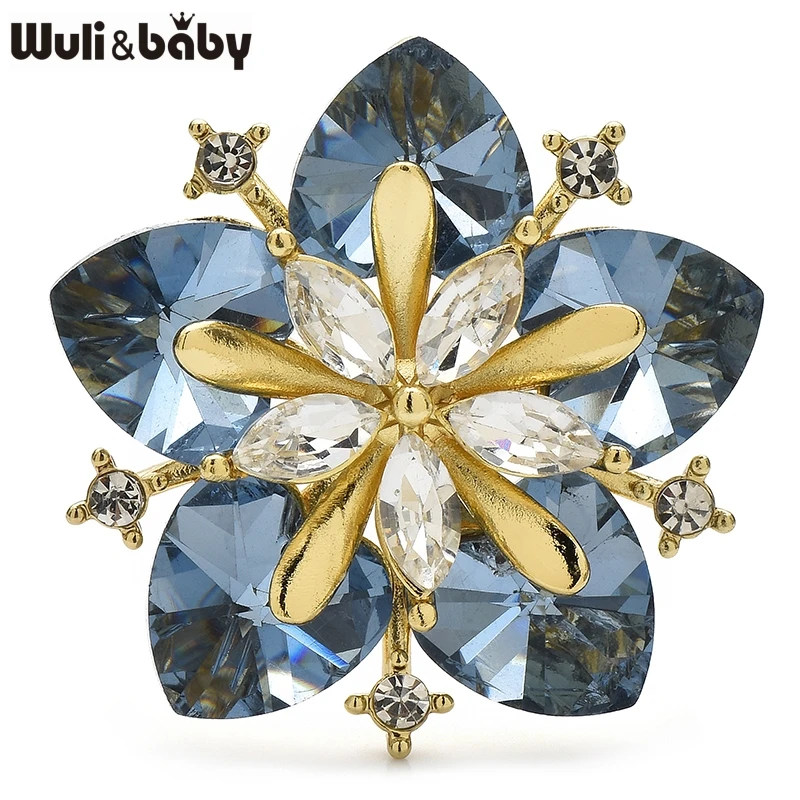 Wuli&baby Pretty Crystal Peach Blossom Brooches For Women Men 2-color Charming Shining Flowers Party Office Brooch Pins Gifts