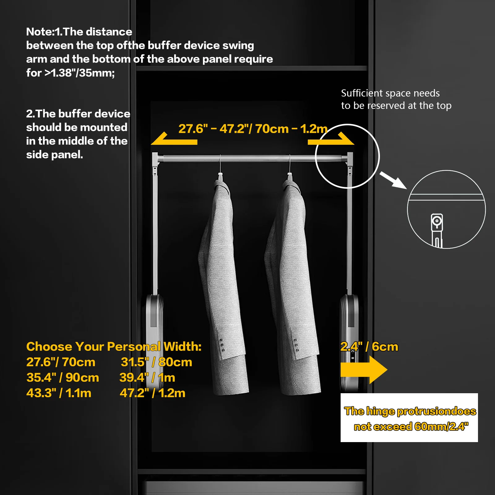 Intelligent Automatic Premium Electric Lift Hanger For Wardrobe Closet Pull Down Telescopic Rod Voice Remote Control Auto Up