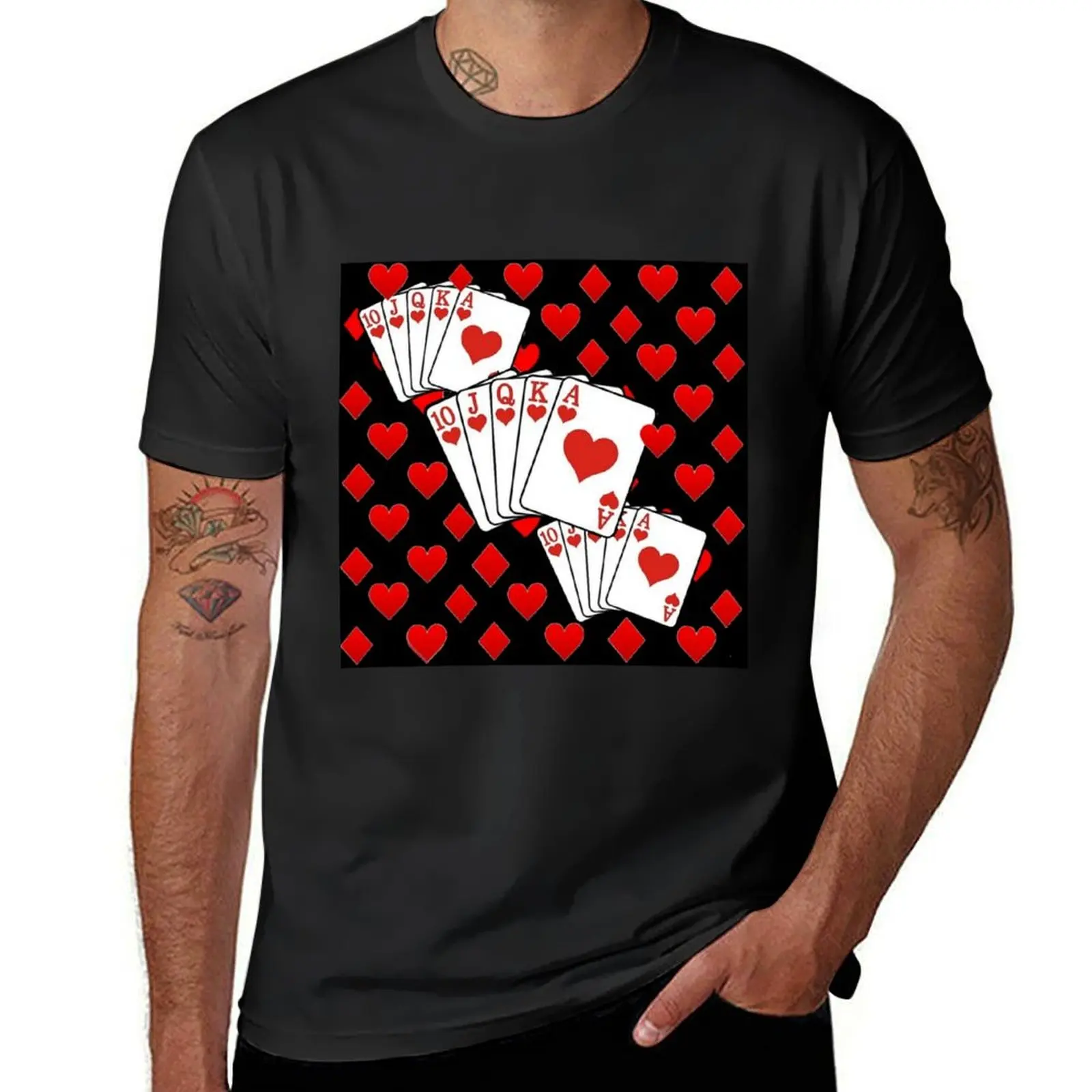 BLACK CASINO POKER CARDS PATTERN ABSTRACT ART T-Shirt oversizeds shirts graphic tees mens t shirt