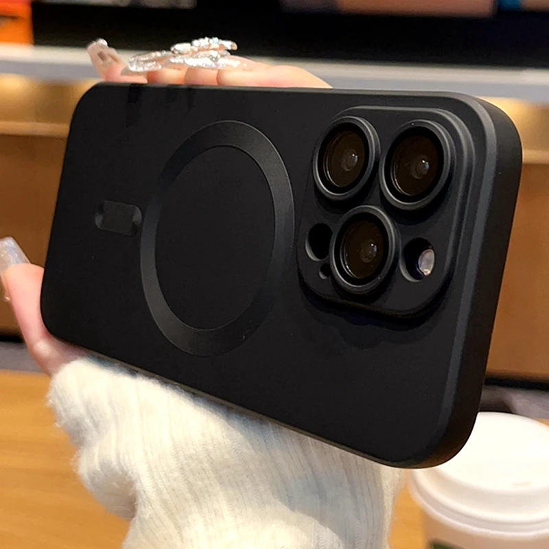 

Оригинальный матовый силиконовый магнитный чехол для iPhone 15, 13, 11, 12, 14, 16 Pro Max Plus, чехлы Magsafe, аксессуары для беспроводной зарядки