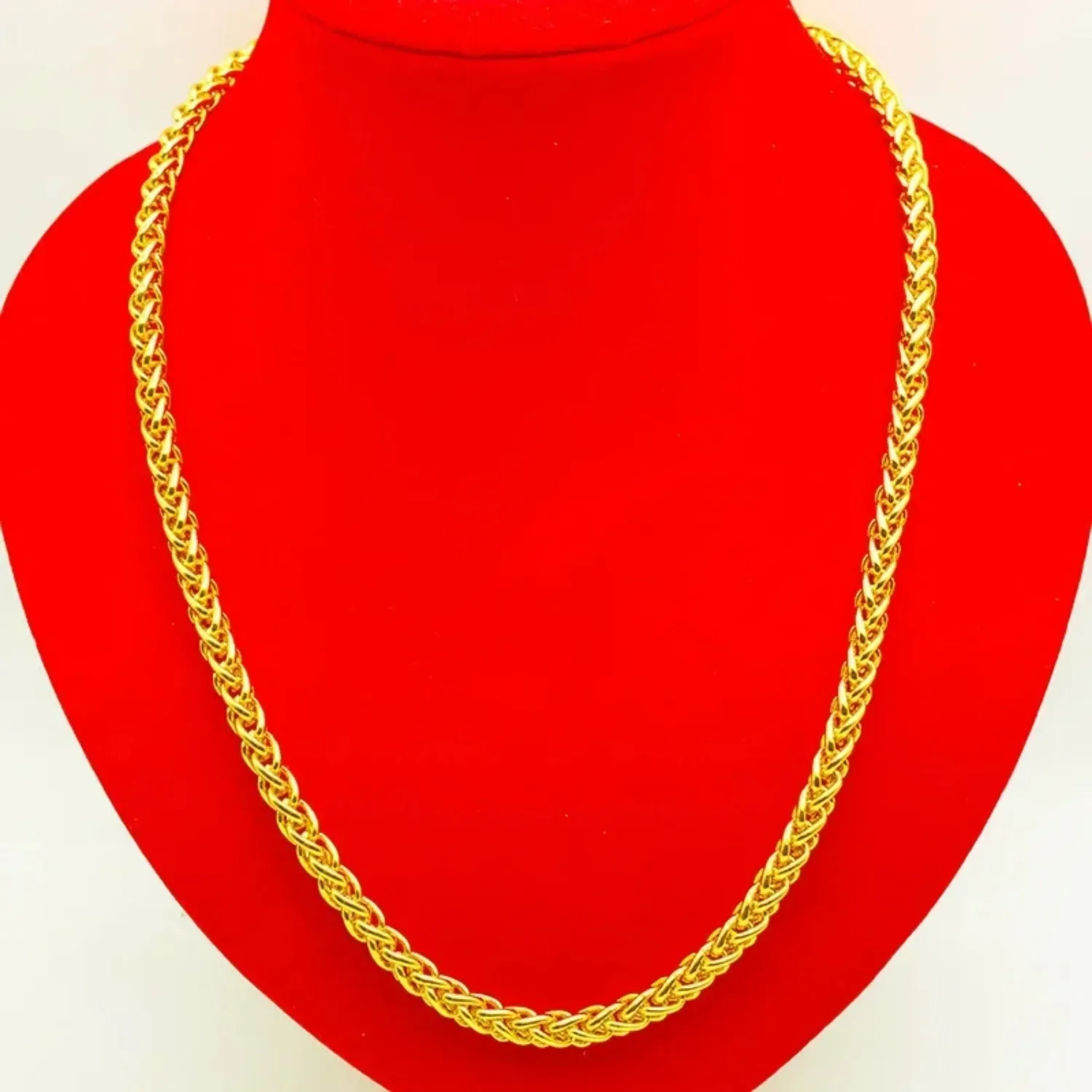 

Mencheese Men High Class Choker 24K Yellow Gold Plated Dragon Head Rope Necklace 6MM 60cm Long