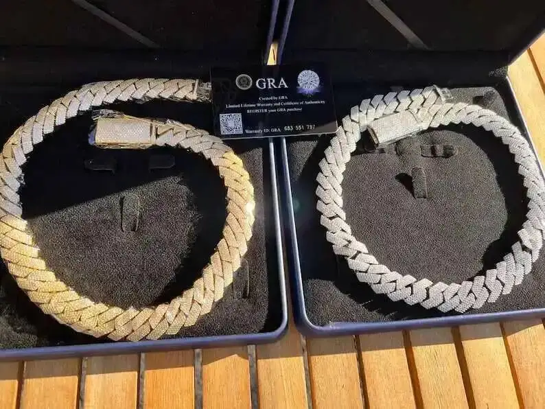 

18mm Hip Hop Luxury Jewelry 24inch Iced Out Bling 925 Silver Rapper Vvs Moissanite Diamond Cuban Chain