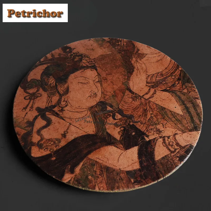 

Old Rock Clay Dunhuang Mural Tea Tray Afternoon Tea Dessert Plate Coffee Storage Board Teapot Support Dishes For Serving Teaware