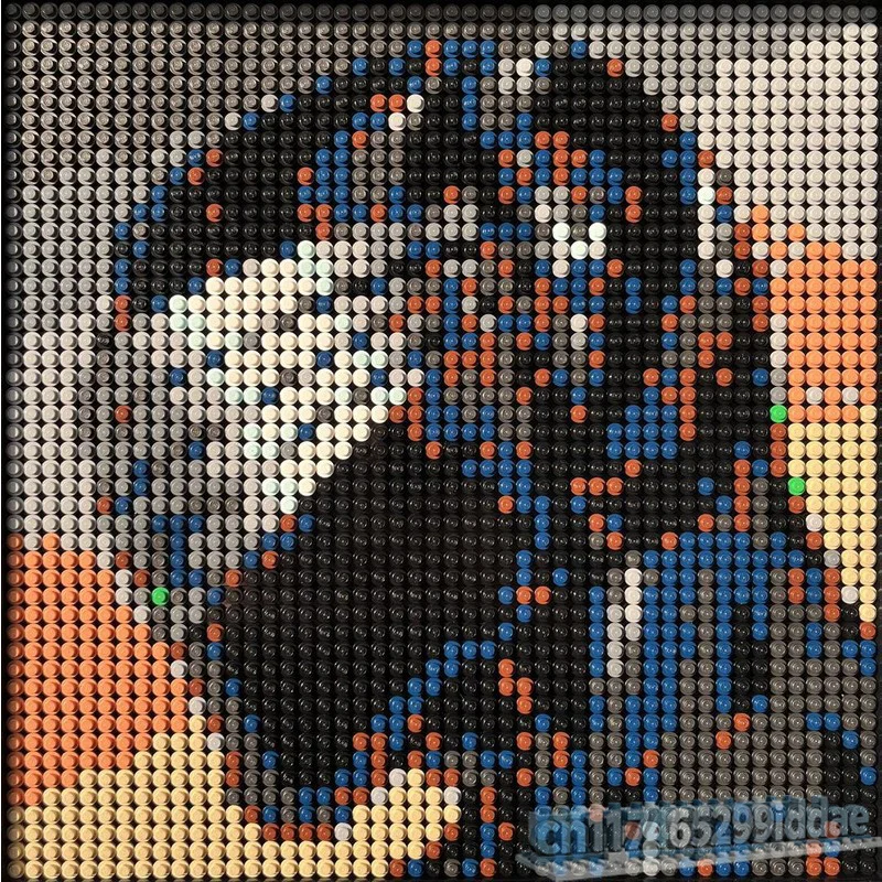 2502PCS Shadow Masked Warrior Portrait Building Blocks Wall Art Mosaic Model DIY Assembly Set Home Decoration Collection Gifts