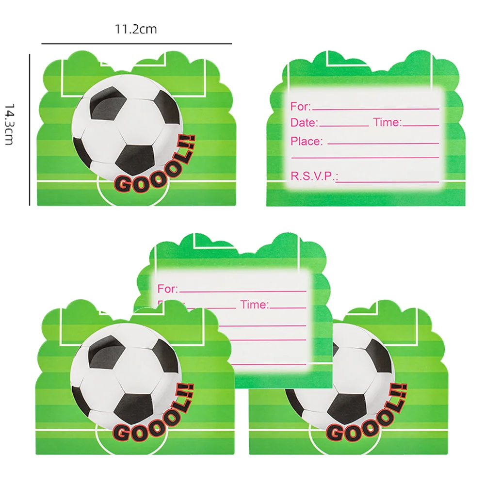 14x11cm Green Football Printing Festive Birthday Party Invitation Card Birthday Party Decorations For Boys Baby Shower Supplies