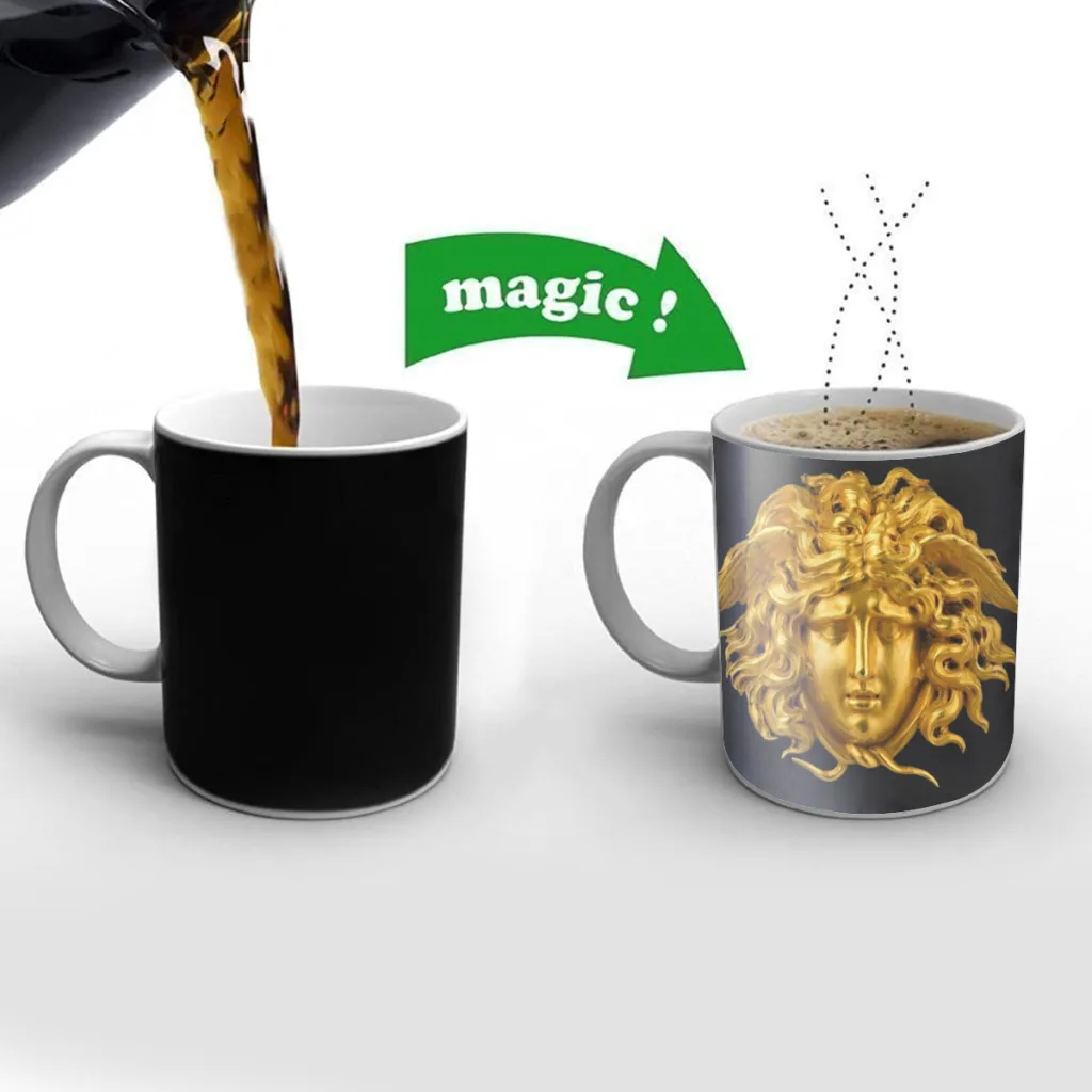 

Nordic-Greek-Mythology-Halloween-Snake-Hair-Medusa-Head-Coffee Mugs Heat Color Changing Milk Tea Cup For Gifts Free shipping