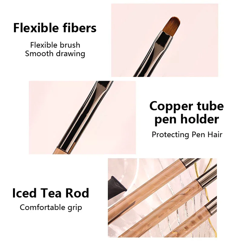 3 Pcs Manicure Brushes Dual Use Gel Gradient Brush Ultra Thin Line Drawing Pen Dual End Nail Art Design Painting Tools