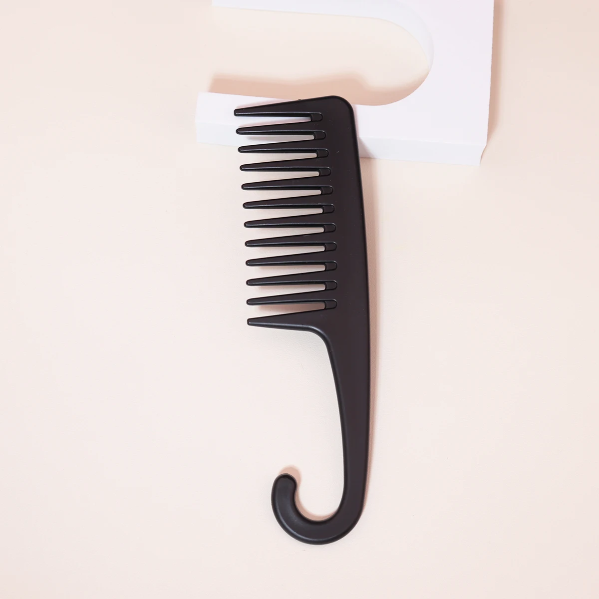 1pc wide tooth hair comb, curved hook handle styling comb, wide tooth anti-static entanglement, special for real hair wigs