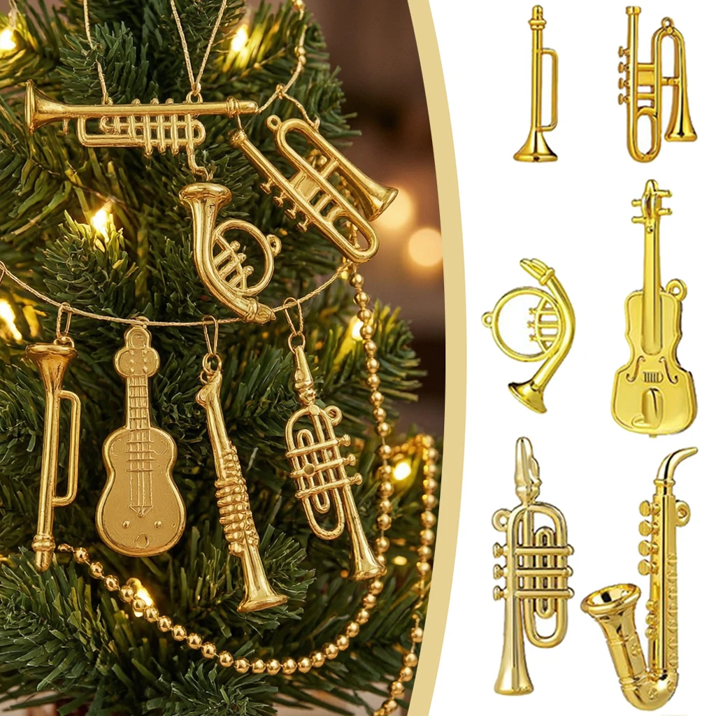 5~50pcs Miniature Gold Instrument Models Decorative Trumpet Saxophone Harp French Horn for Shelf Display Centerpiece Filler TMZ