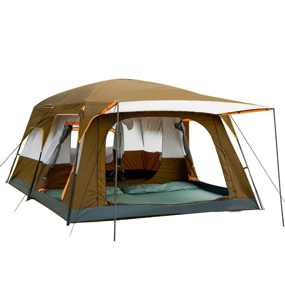 Extra Large Tent 10-12-14 Person(B),Family Cabin Tents,2 Rooms,3 Doors and 3 Windows with Mesh,Double Layer,Family Gathering