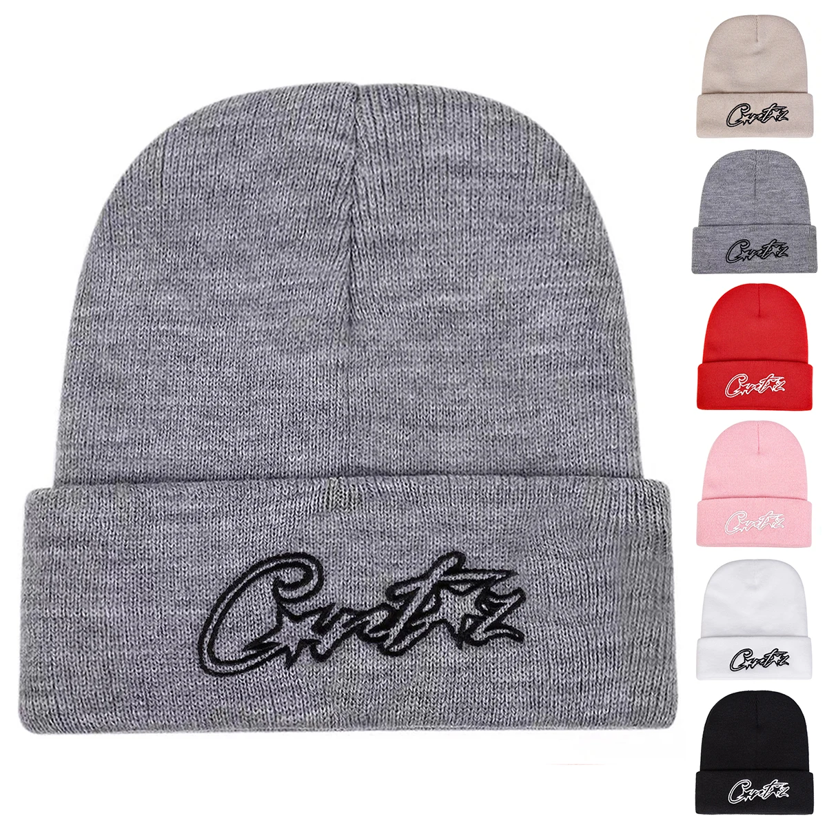 Unisex CRTZ Letter Pentagram Embroidery Beanies Autumn Winter Warm Knitted Hats Hip Hop Cap Beanie Hat Caps for Women Men