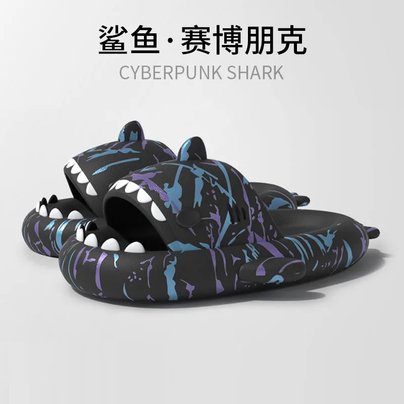 Punk Shark Personalized Slippers for Men's Summer Outwear Anti Slip and Durable Sports Trend Popular Online Couple Home Slippers