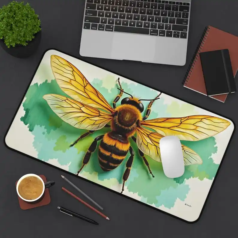 

Bee Desk Mat Cute Bumblebee Artwork Office Decoration Unique Desktop Accessory for Bee Lovers Gift for Nature Enthusiasts