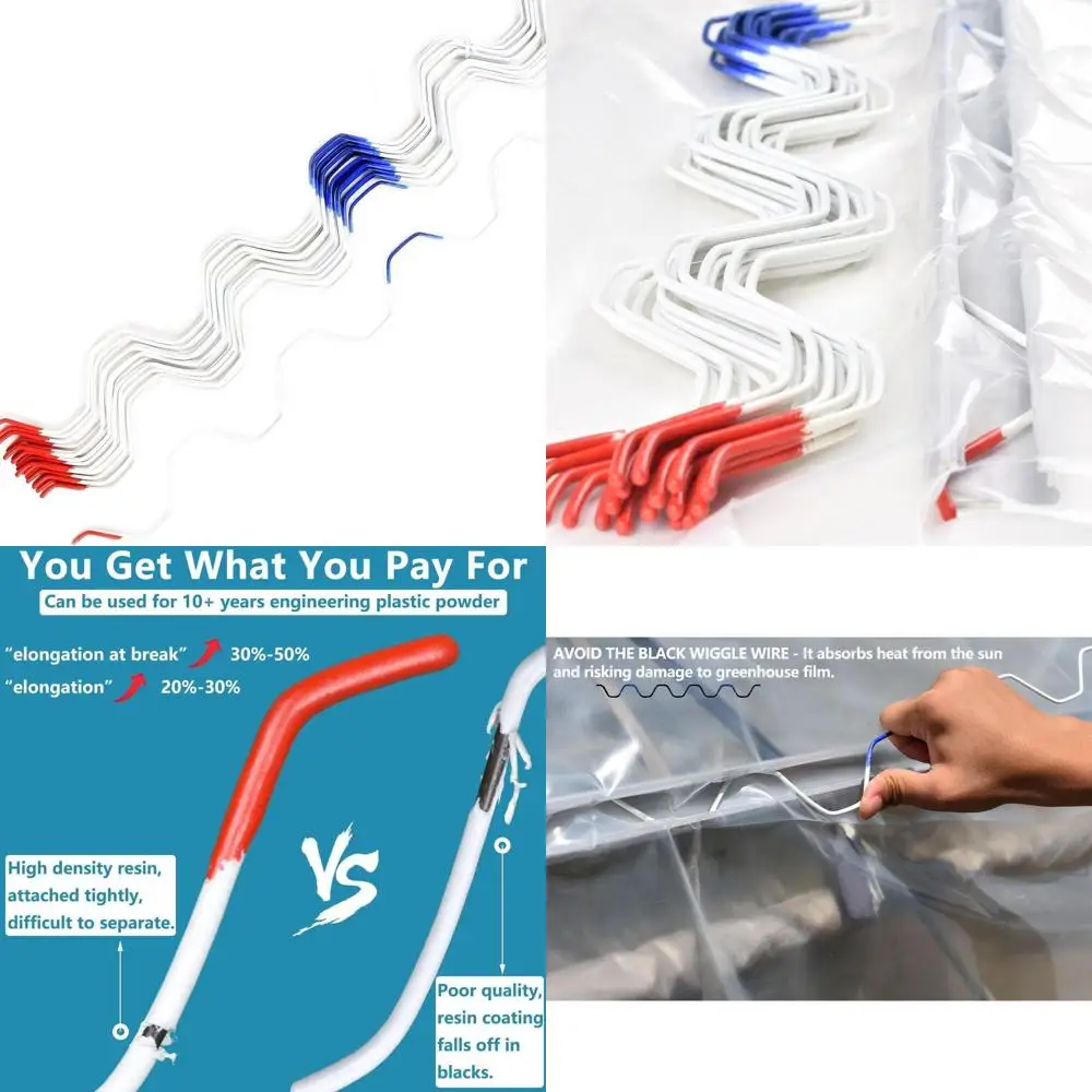 

Набор из 20 пружинных проволок для теплиц с фиксирующими каналами, с ПВХ-покрытием для крепления затеняющей сетки и пластиковой пленки