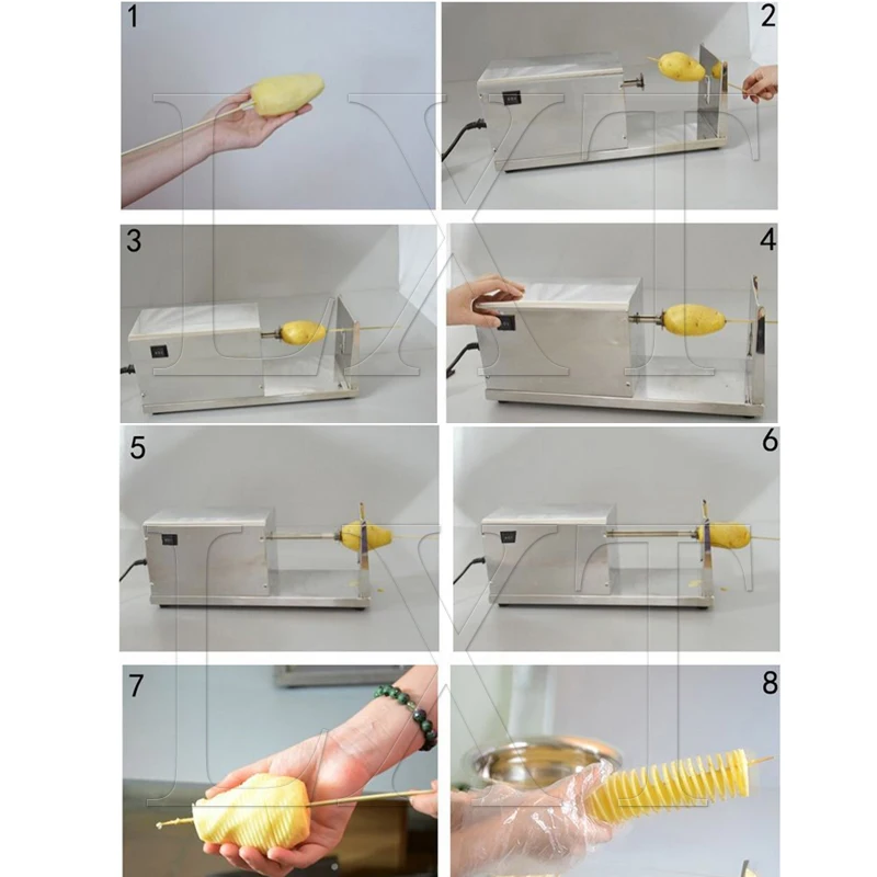 تورنادو آلة تقطيع البطاطس الكهربائية آلة قطع حلزونية المروحية رقاقة البطاطس سلسلة تدوير رقائق البطاطس شريحة #5